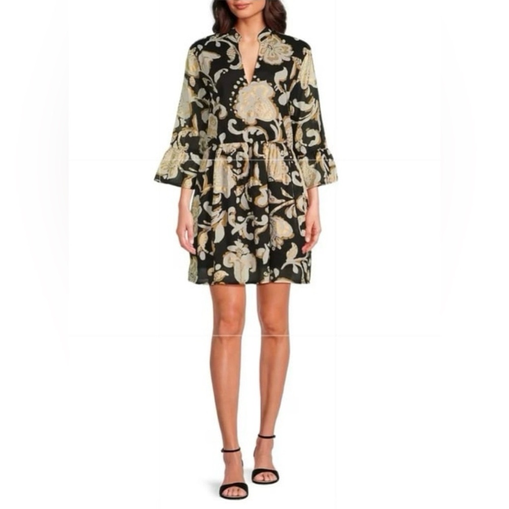 JUDE CONNALLY Faith Cotton Voile  Dress Grand Floral Black Gold XL NWT $198 - Picture 13 of 14